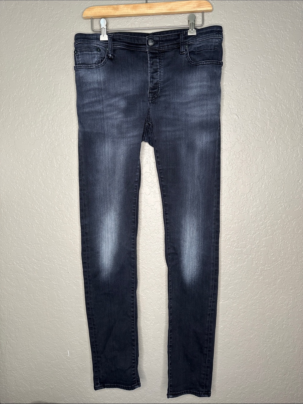 R13 low-rise skinny Dark Wash black wash